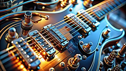 Fototapeta premium Artistic Macro Image of Electric Guitar with Reflective Metallic Surfaces