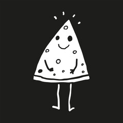 Doodle slice of pizza in minimalistic style