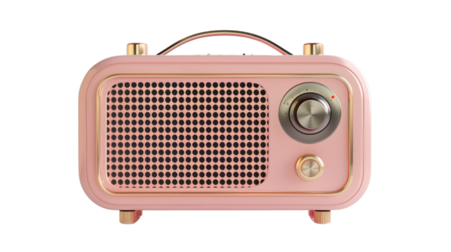 Pink retro speaker on transparent background