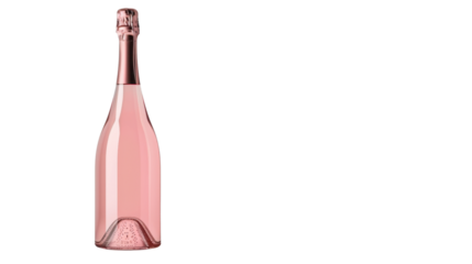 Pink champagne bottle on transparent background