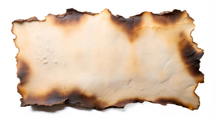 Obraz premium Old torn and burnt parchment paper on isolated background