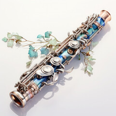Obraz premium Watercolor Flute, clipart Illustration, Generative Ai