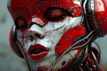 Robot cyborg humanoid helper in activities of daily life routine living with people, Generative AI