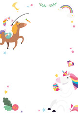 Unicorn png colorful frame magical theme for kids