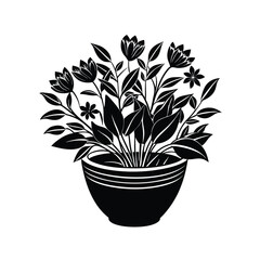 Flower Plant Pot Silhouette Vector