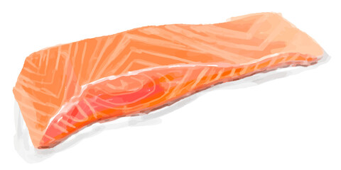 Salmon fillet png sticker hand drawn