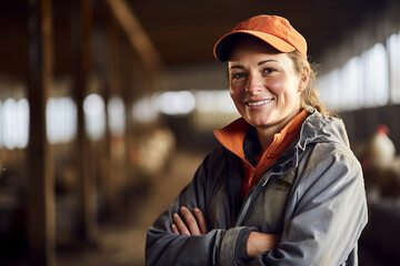 Portrait of a confident happy farm owner worker created with generative AI