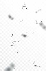 Silver confetti banner isolated on transparent background