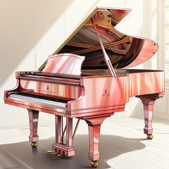 Watercolor Piano, clipart Illustration, Generative Ai