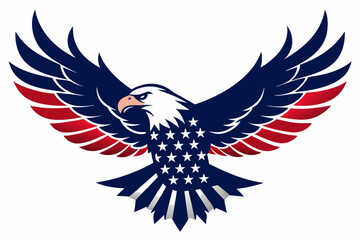Eagle with the American flag vector illustration 
