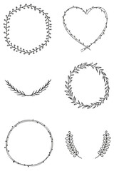 Black leafy frame set transparent png