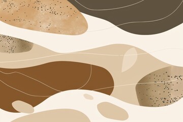 Hand Drawn Minimalist Background in Taupe with Abstract Shapes