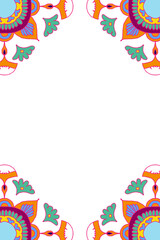 Colorful Indian rangoli png border frame