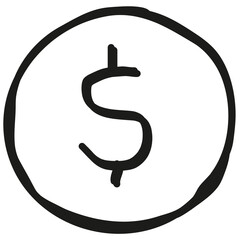 Hand drawn dollar coin transparent png clipart