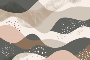 Hand Drawn Minimalist Background in Taupe with Abstract Shapes