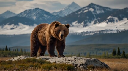 Brown Bear and Mountains.generative.ai 