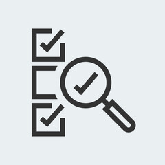 Inspection, examination related line icon design