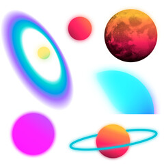 Aesthetic galaxy png sticker, neon colorful astronomy clipart collection