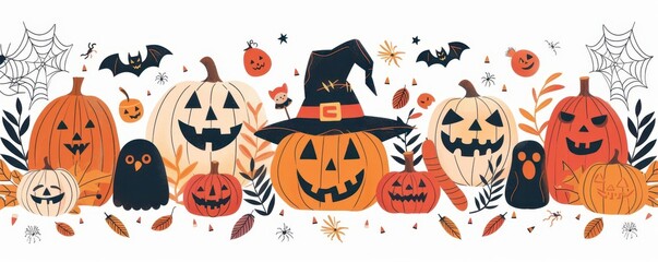 Halloween contest announcement, festive design, flat design illustration