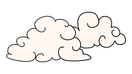 Png clouds sticker, doodle design transparent background