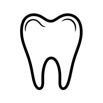 recommend clip art: Stylized outline of a tooth symbolizing dental health and hygiene. Perfect for health-related content.