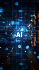 AI Cloud with Floating Icons