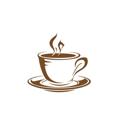 Fototapeta premium A Brown Coffee Cup and Saucer with Steam, generative ai image