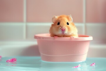 A hamster is sitting in a bowl