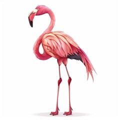 Obraz premium Flamingo Time element animal cartoon isolated whitebackground 16:9
