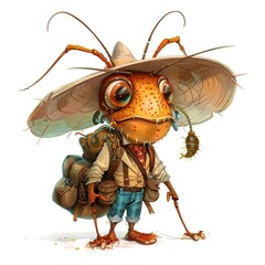 Flea Farmer Occupation unifrom fantasy animal cartoon isolated whitebackground 16:9