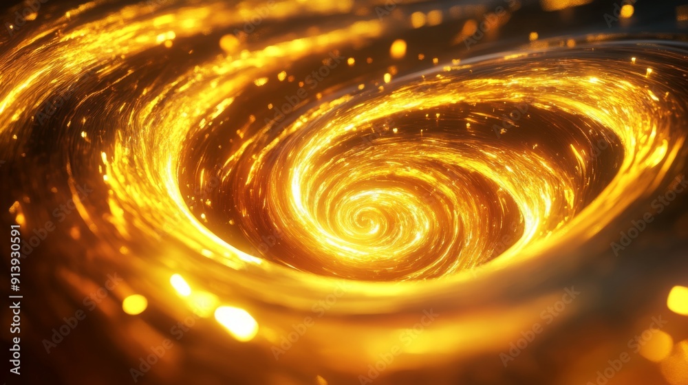 Aufkleber Glowing 3D golden vortex with dynamic swirls, emphasizing luxury and energy.