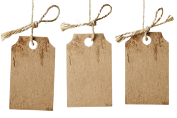 tags with rustic threads for a distinctive and eye-catching holiday label design on a white background.