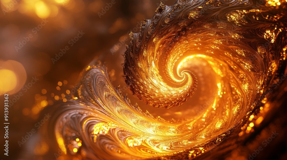 Leinwandbilder glowing 3d golden vortex with intricate spirals, creating a sense of movement and richness.