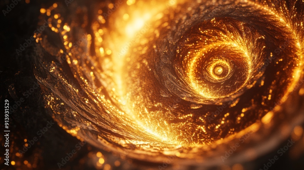 Fototapete glowing 3d golden vortex with intricate spirals, creating a sense of movement and richness.