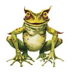 Fototapeta premium Frog devil fantasy animal cartoon isolated whitebackground 16:9