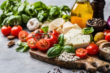 Healthy food for balanced flexitarian mediterranean diet concept, ai