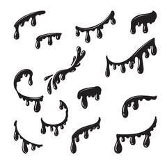 Splash silhouette with droplets. Shapes of water drops, liquid splash, explosion and ink blot. crying, tears, spilled paint, splashes, ripples of wet circles, 