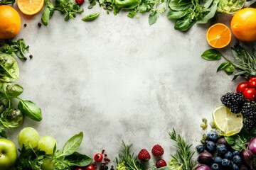 Healthy food background, copy space for text , ai