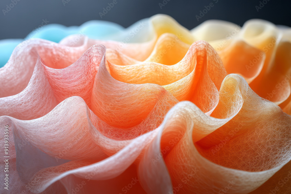 Leinwandbilder abstract representation of wax paper folded into intricate patterns, highlighted with vibrant tones,