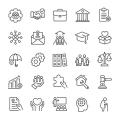 Social policy thin line icons collection. Editable stroke. For website marketing design, logo, app, template, ui, etc. Vector illustration.