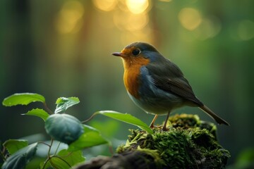 small beautiful bird in the spring forest