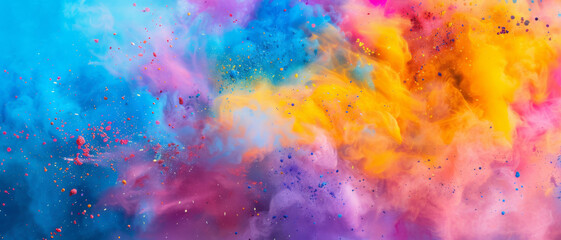 Obraz premium A vivid, multicolored abstract cloud, blending vibrant hues in a dynamic display of artistic creativity.