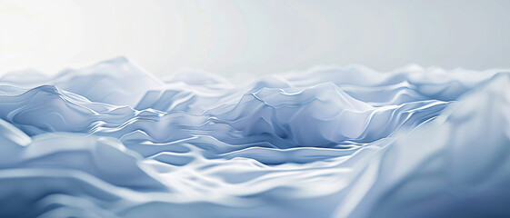 Obraz premium A serene and minimalist abstract landscape of undulating blue and white shapes, evoking the tranquility of snow-capped mountains.