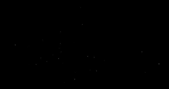 Micro particles flowing up on transparent background with alpha channel. Seamlessly loop defocused dust or corpuscles rising up