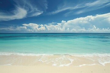 Obraz premium Nature landscape view of beautiful tropical Beach and Sea in sunny day. Beautiful summer nature