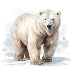 Fototapeta premium Watercolor Polar bear, clipart Illustration, Generative Ai