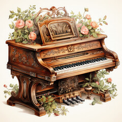 Watercolor Spinet, clipart Illustration, Generative Ai