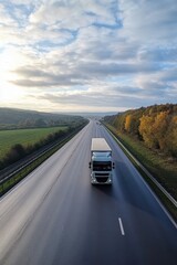  Truck vehicle driving moving on highway road. 