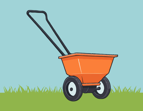 orange cart on wheels, cartoon style clip art preview