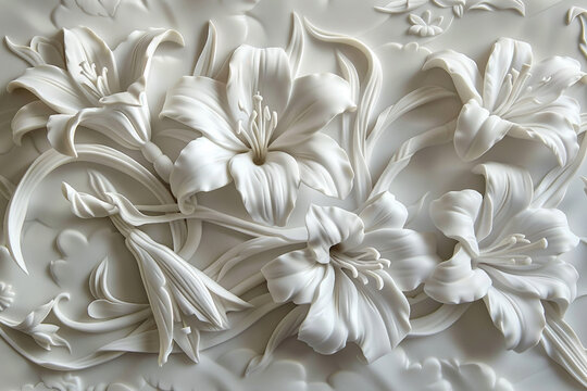 Texture decorative backgrounds bas-relief with roccoco element generative AI